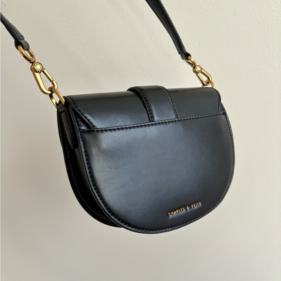 Charles & Keith Mini Gabine Saddle Bag - Black - Picture 14 of 15